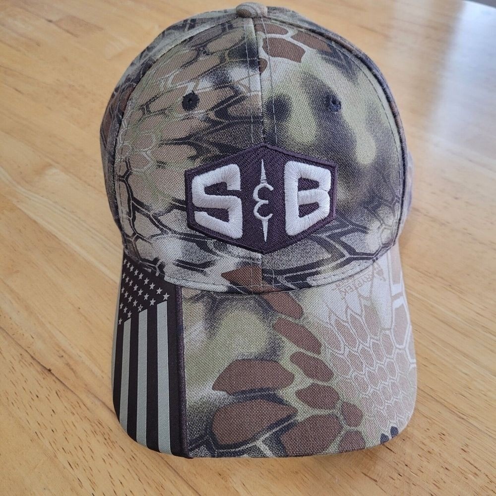 "Kryptek Camo Hat Adjustable Snapback S&B Logo American‎ Flag Hunting Cap"
